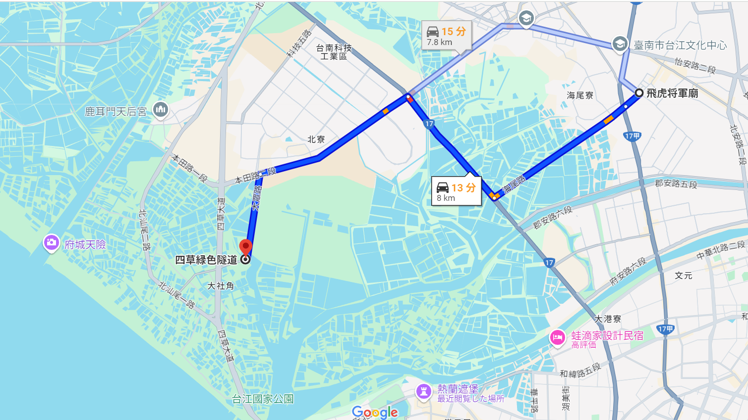 四草緑色隧道地図